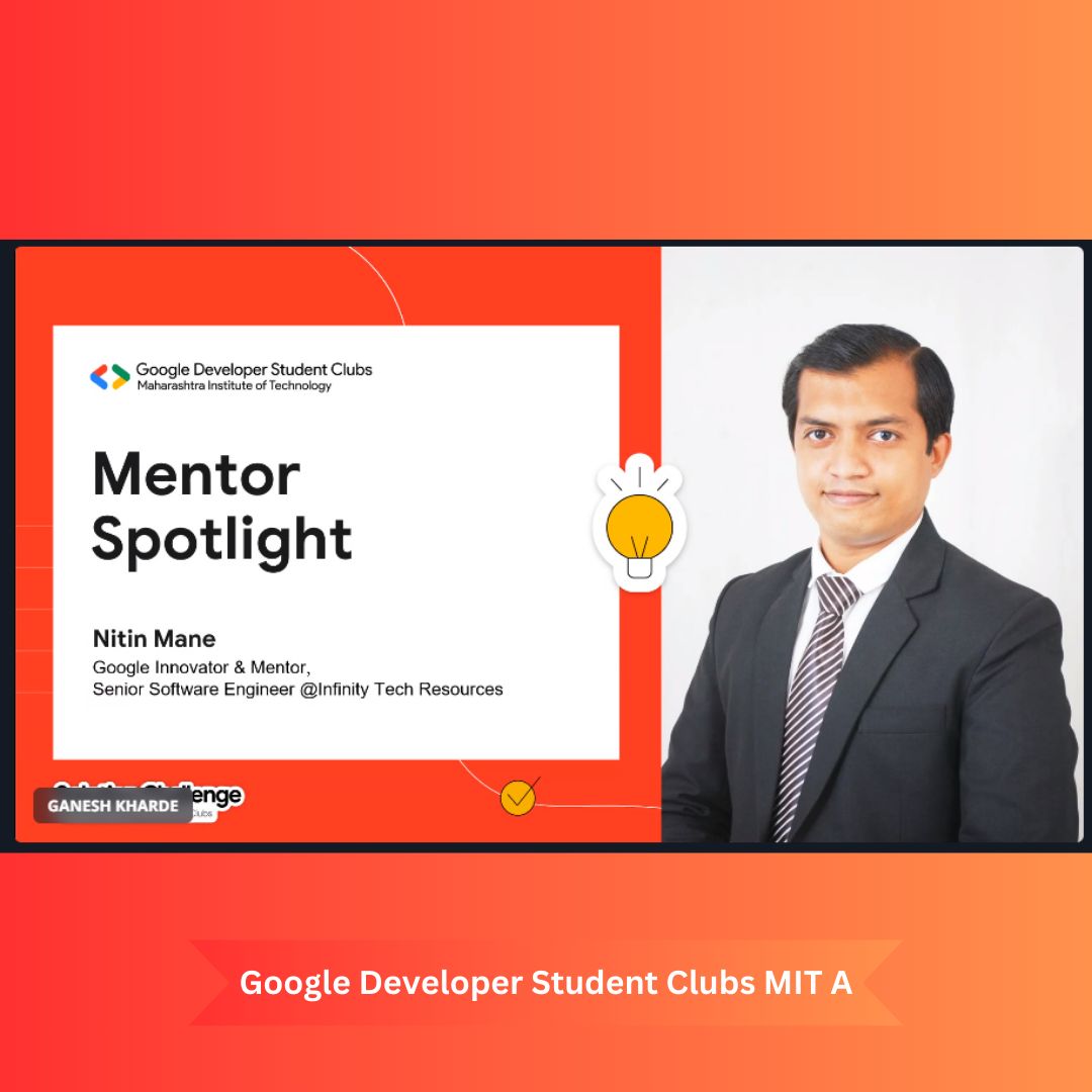GDSC MIT Mentor Spotlight feature card for Nitin Mane